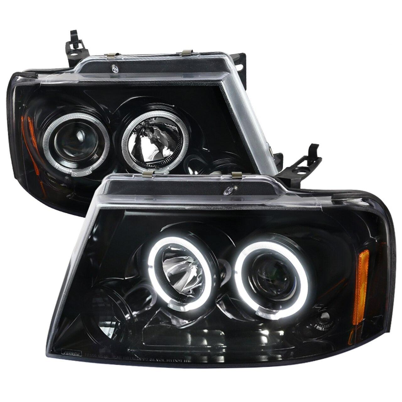 Spec-D Projector Headlights Ford F150 (04-08) Mark LT (06-08) Halo Black / Smoked / Chrome
