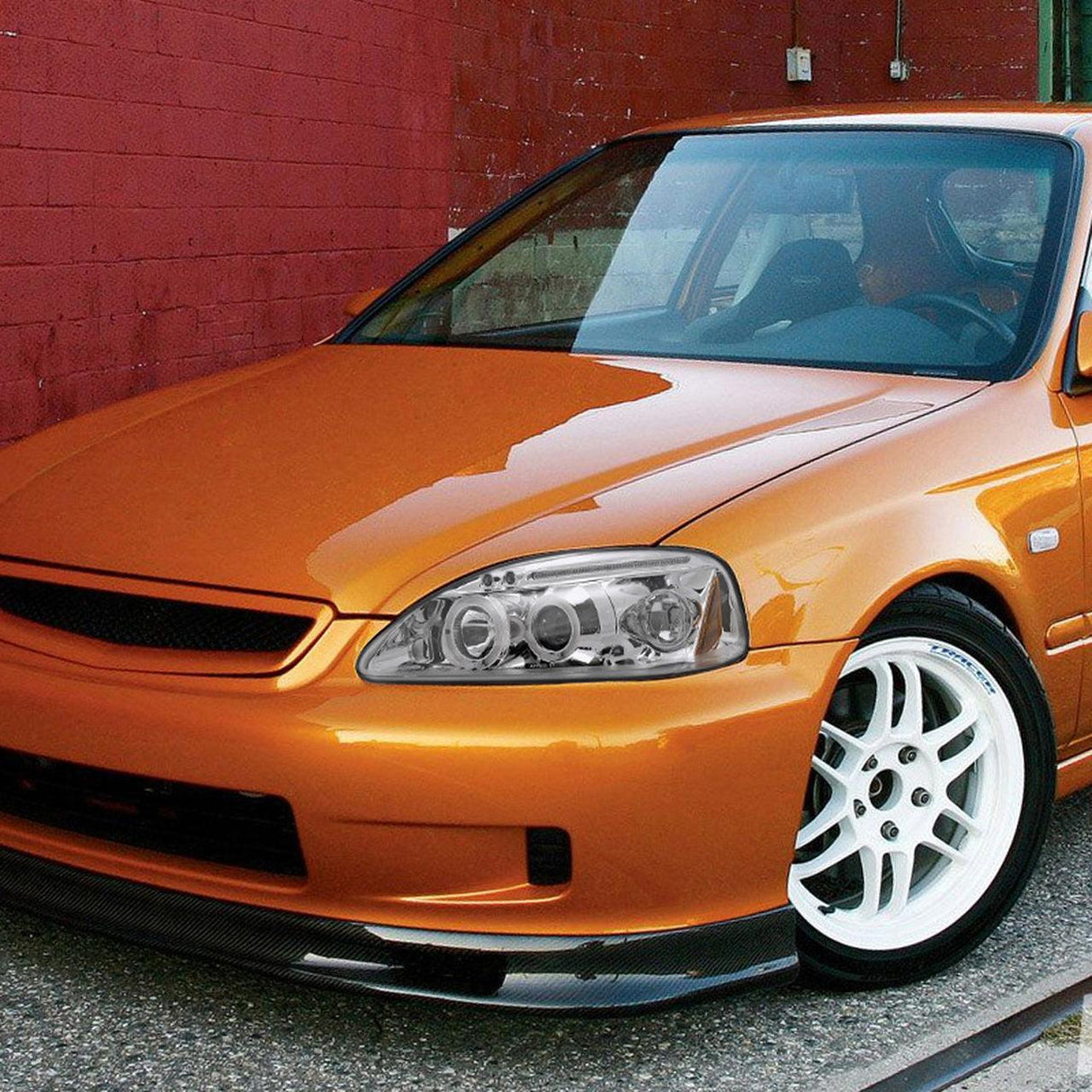 Spec-D Projector Headlights Honda Civic EK (99-00) Dual Halo LED - Black or Chrome