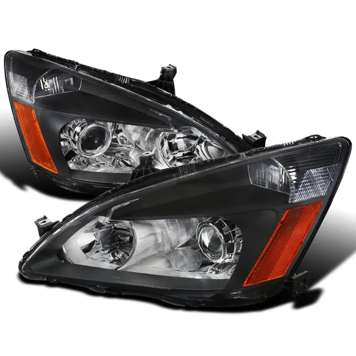 Spec-D Projector Headlights Honda Accord (03-07) Black / Clear Lens w/ Amber Reflectors