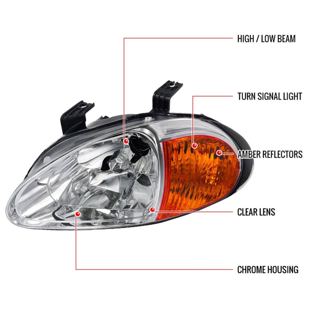OEM Replacement Headlights Honda Del Sol (93-97) JDM w/ Amber - K2 Industries