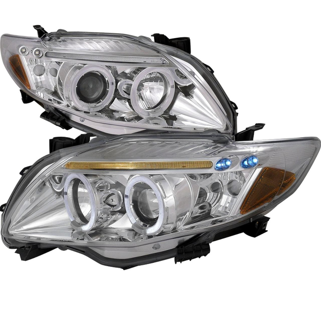 Spec-D Projector Headlights Toyota Corolla (09-10) w/ Halo & LED Accents - Black / Chrome