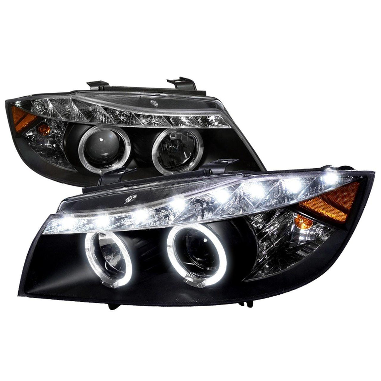 Spec-D Projector Headlights BMW 325i 330i 335i E90 Sedan (06-08) Halo LED - Black / Chrome / Tinted