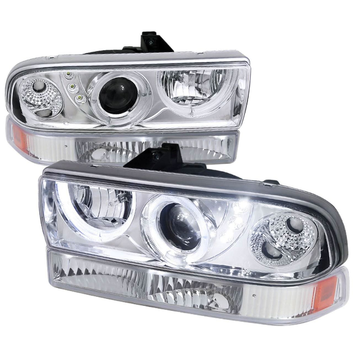 Spec-D Projector Headlights Chevy Blazer & S10 (98-04) Dual LED Halo w/ Bumper Lights - Black or Chrome