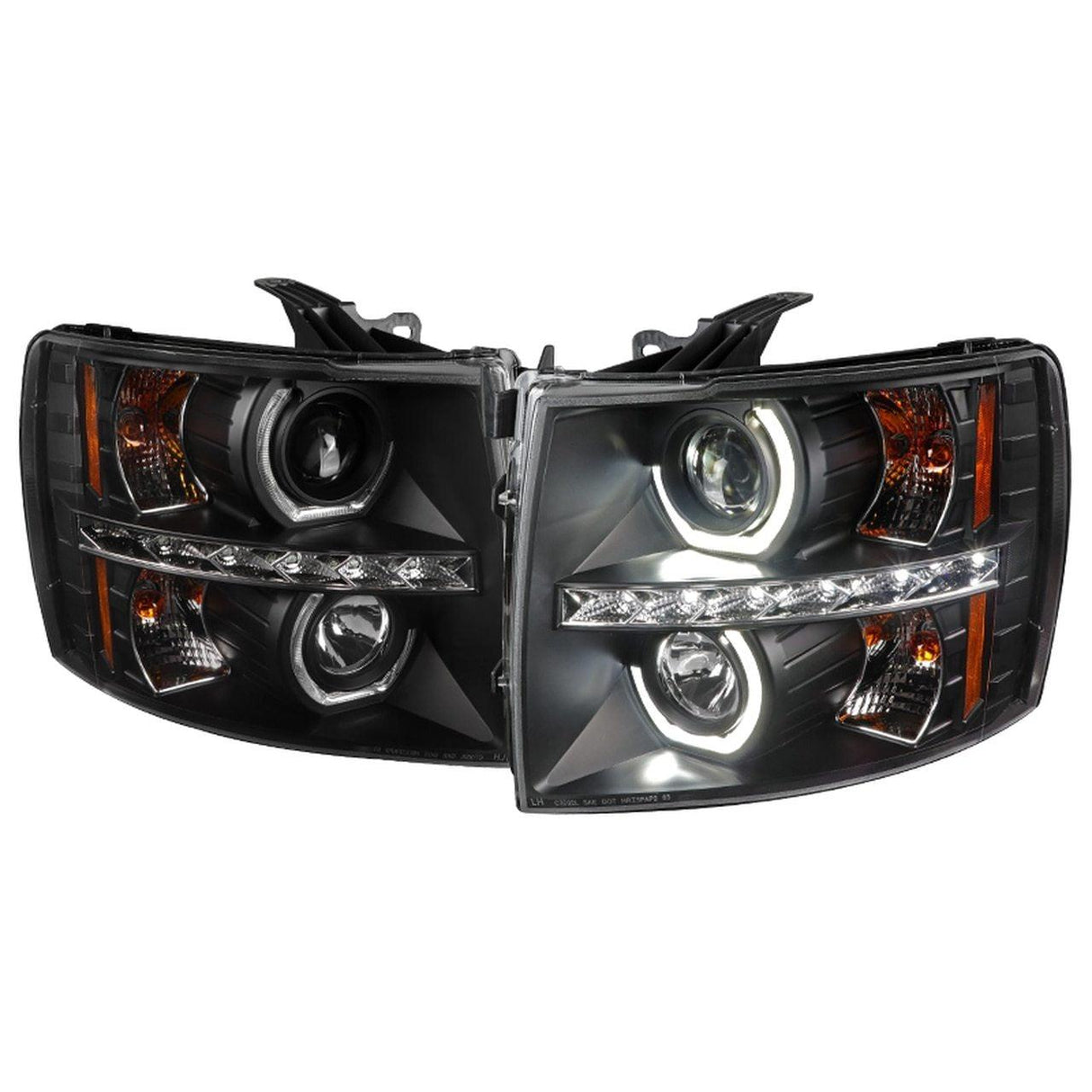 Spec-D Projector Headlights Chevy Silverado (07-13) Dual Halo w/ LED DRL - Black / Chrome / Smoked