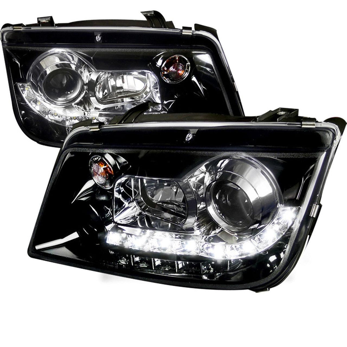 Spec-D Projector Headlights VW Jetta MK4 (99-04) w/ Audi R8 Style LED Strip - Black or Chrome