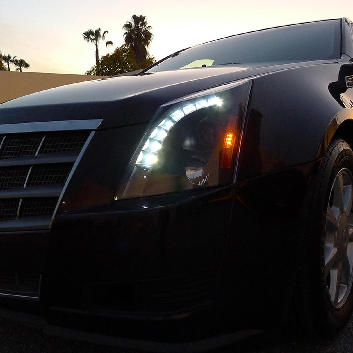 Spec-D Projector Headlights Cadillac CTS (2008-2014) w/ LED Strip - Black or Chrome