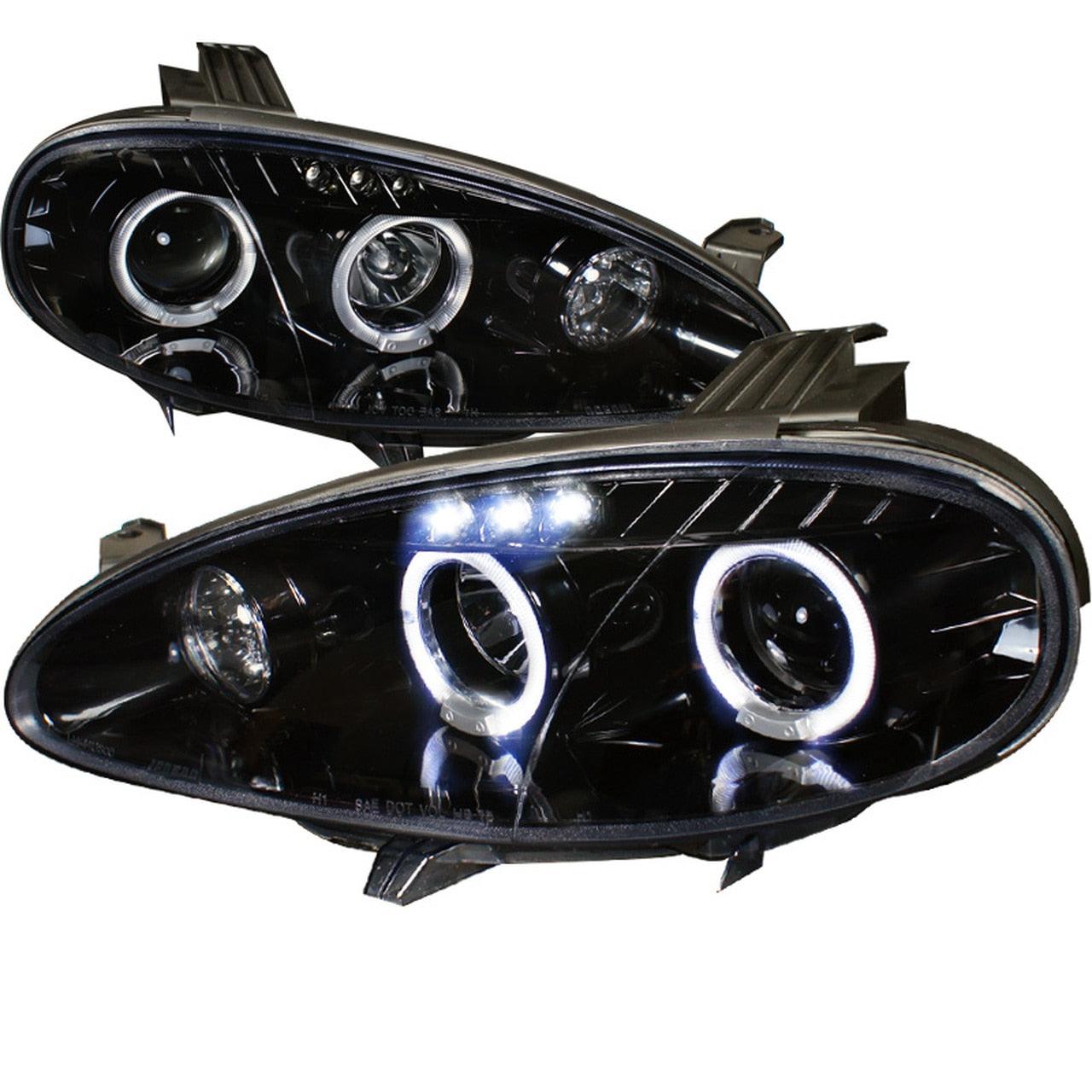 Spec-D Projector Headlights Mazda Miata NB (2001-2005) w/ LED Halo - Black / Chrome / Smoke