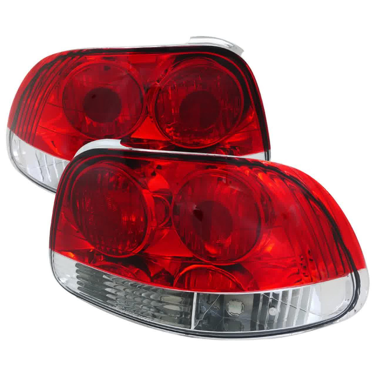 Spec-D Tail Lights Honda Del Sol (1993-1997) Chrome w/ Red Clear Lens