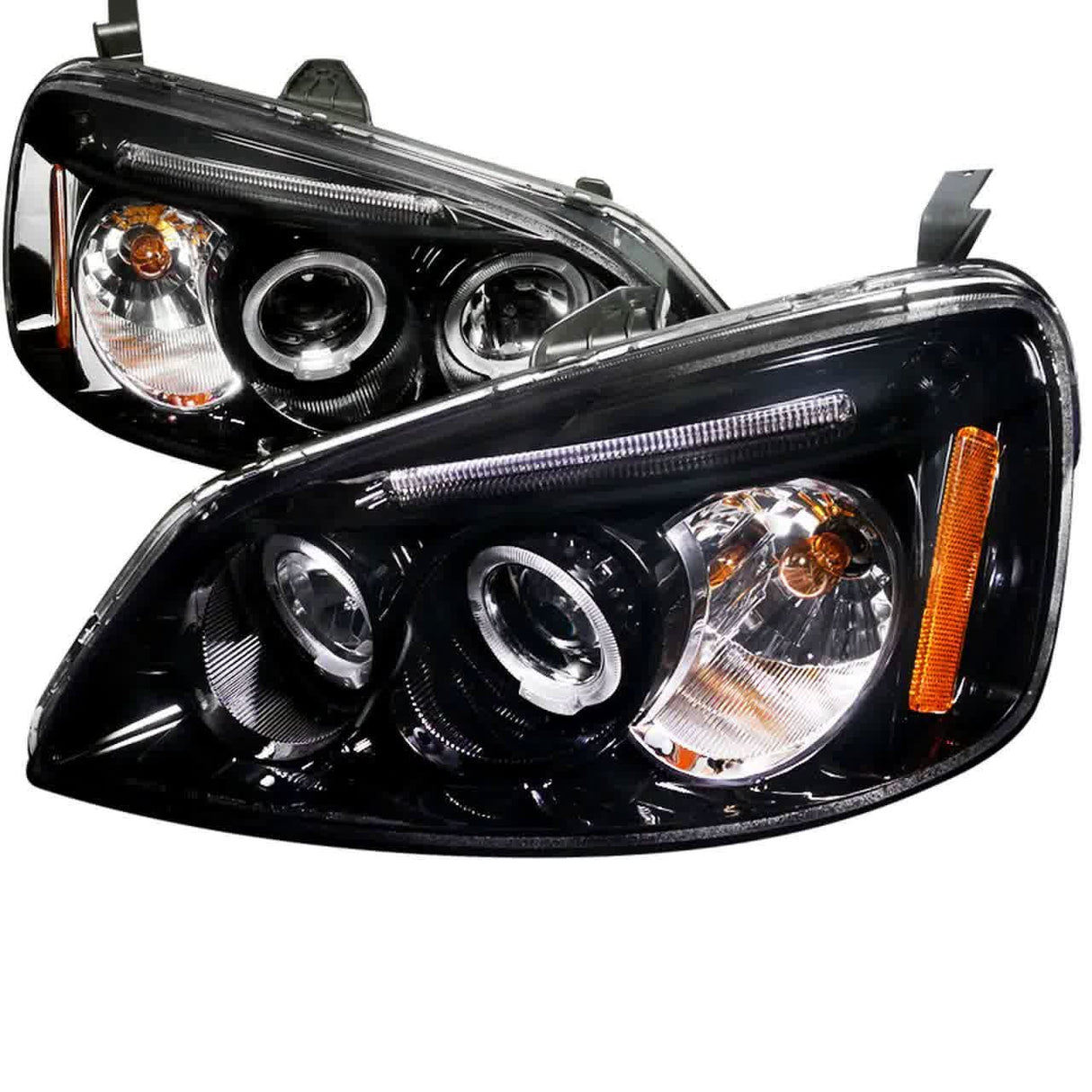Spec-D Projector Headlights Honda Civic Coupe/Sedan (01-03) Dual Halo - Black or Chrome