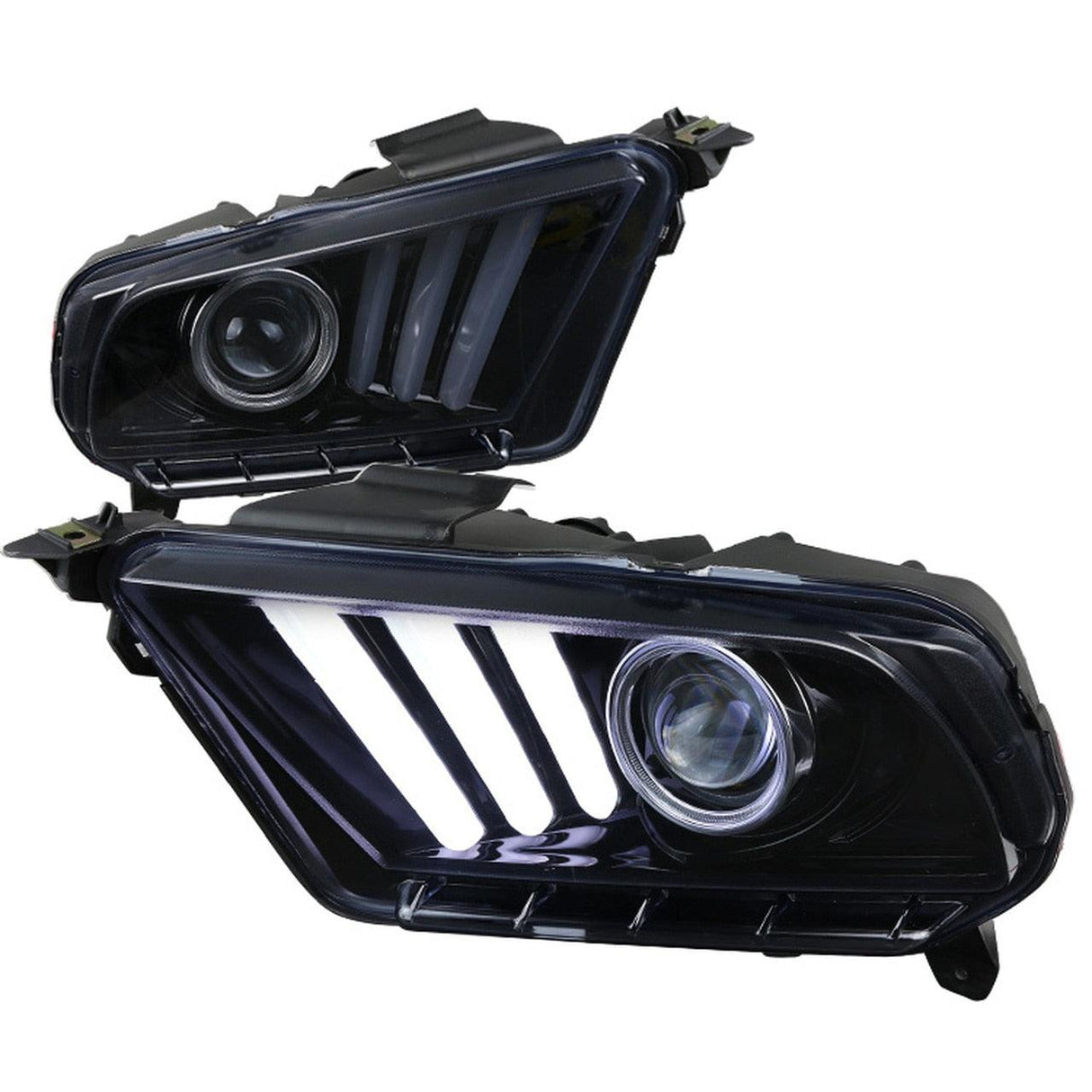 Spec-D Projector Headlights Ford Mustang S197 (10-14) LED Sequential Signal - Black / Chrome / Smoke