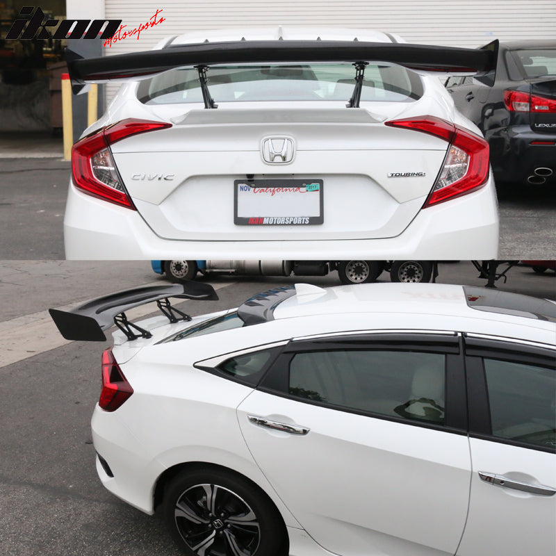 2016-2021 Honda Civic Sedan 57" Wide JDM Trunk Spoiler Carbon Fiber CF