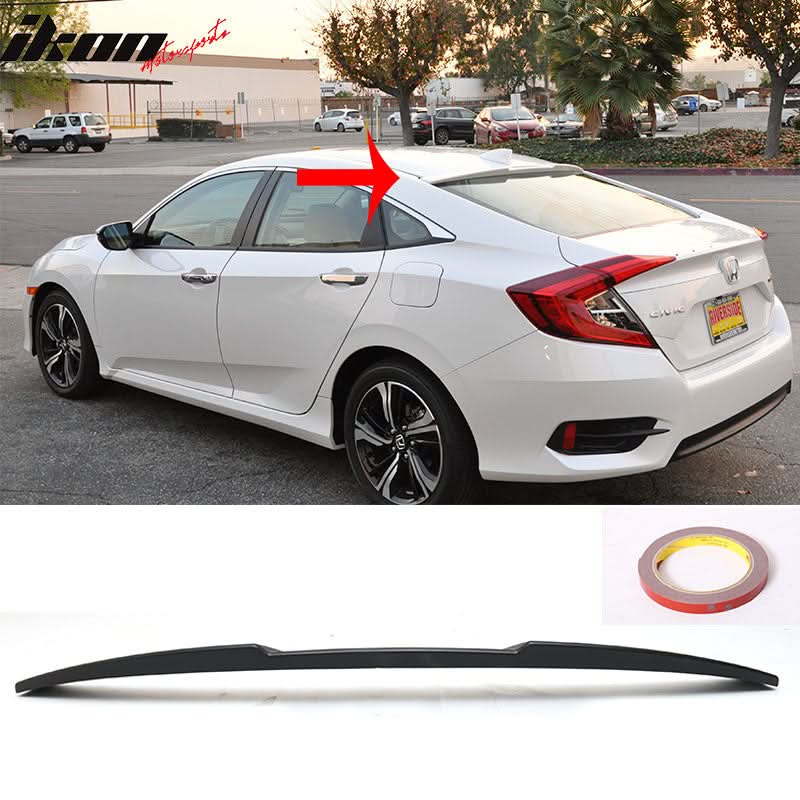 Fits 16-21 Civic 10th Gen Sedan OE Trunk Spoiler IKON Roof Spoiler ABS