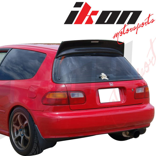 Fits 92-95 Civic 3Door BYS PU Front Bumper Lip Spoiler + Roof Spoiler