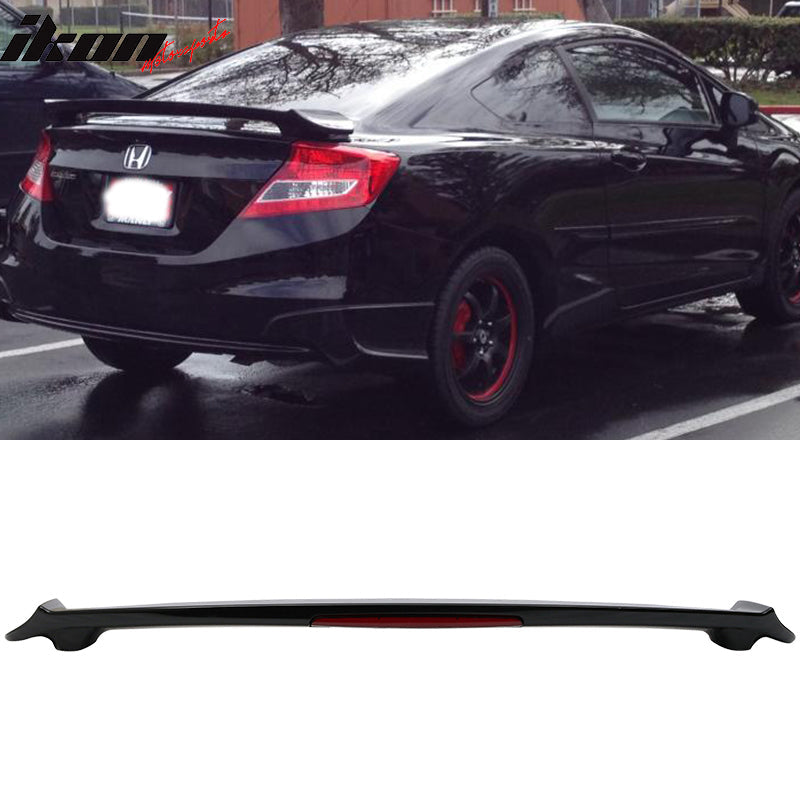 2012 Honda Civic Si LX Coupe Trunk Spoiler with LED Brake Light ABS