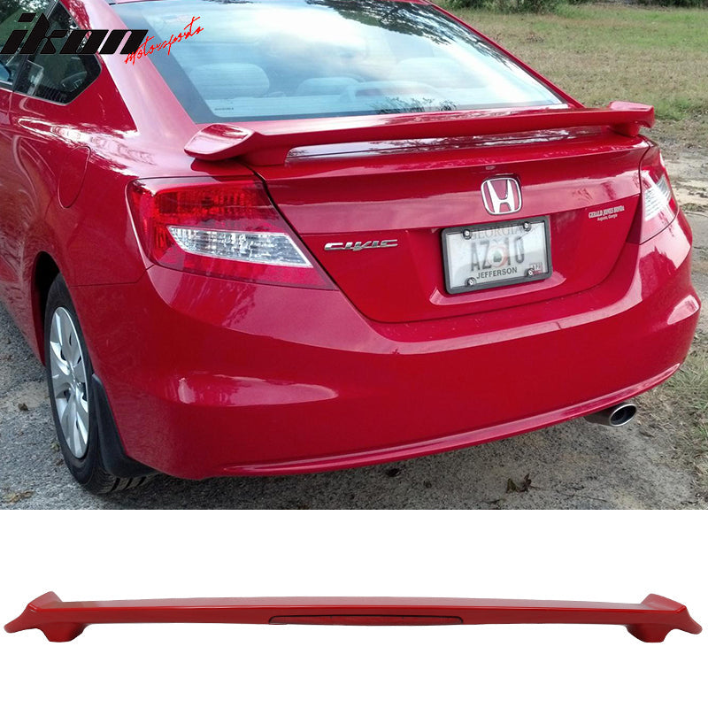 2012 Honda Civic Si LX Coupe Trunk Spoiler with LED Brake Light ABS