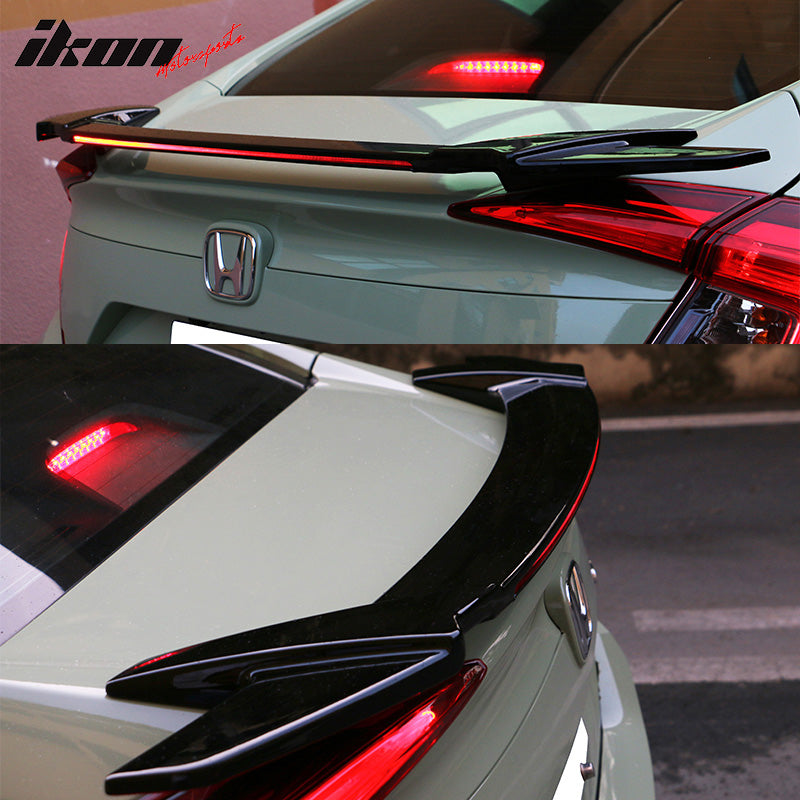 2016-2021 Honda Civic Sedan Long LED Style Trunk Spoiler Wing Lip ABS
