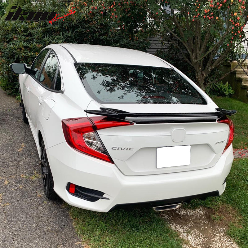 2016-2021 Honda Civic Sedan Long LED Style Trunk Spoiler Wing Lip ABS