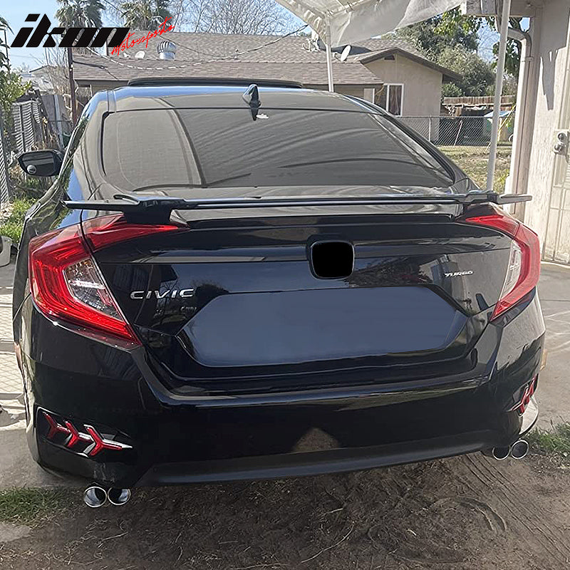 2016-2021 Honda Civic Sedan Long LED Style Trunk Spoiler Wing Lip ABS