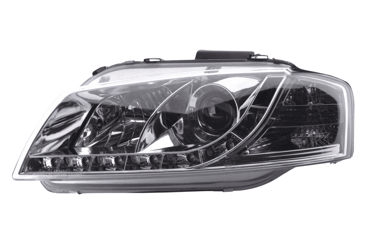 Audi A3 (8P / 8PA) Chrome LED Headlights with Daytime Running Lights (2003 - 2007) - K2 Industries