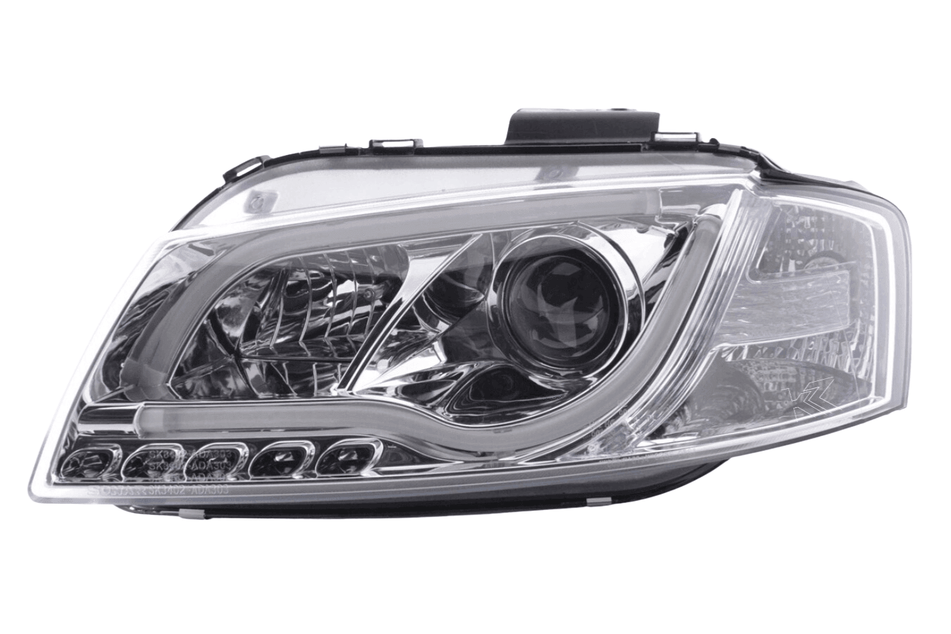 Audi A3 (8P 8PA) Chrome LED Headlights with Daytime Running Lights (2003-2008) - K2 Industries