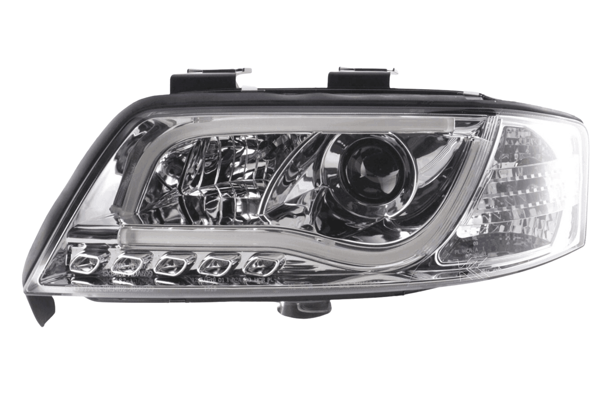 Audi A6 (C5 4B) Chrome LED Headlights with Daytime Running Lights (1997-2001) - With R87 approval - K2 Industries