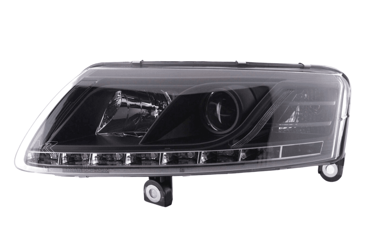 Audi A6 (C6 4F) Black Xenon LED Headlights with Daytime Running Lights (2004-2008) - K2 Industries