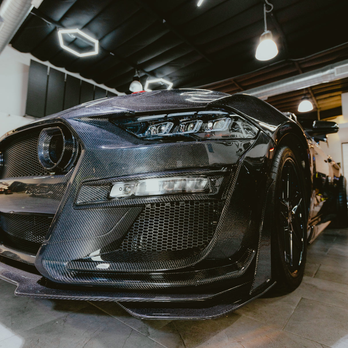 2018-2023 Ford Mustang GT500/Mach1 Combo Double Sided Full Carbon Fiber Track Package Front Bumper Conversion