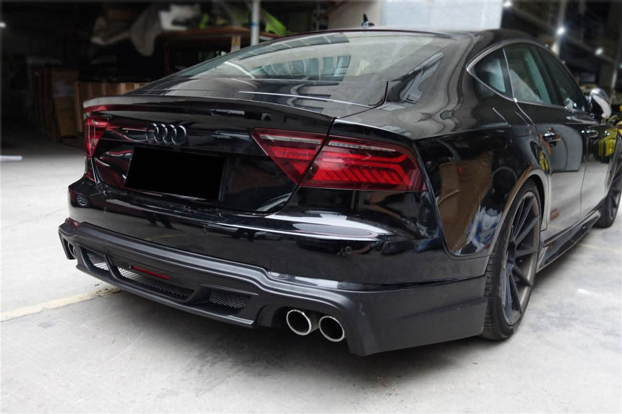 2012-2014 Audi A7 A7 Sports Line WD Style Rear Lip Diffuser With Exhaust Tips