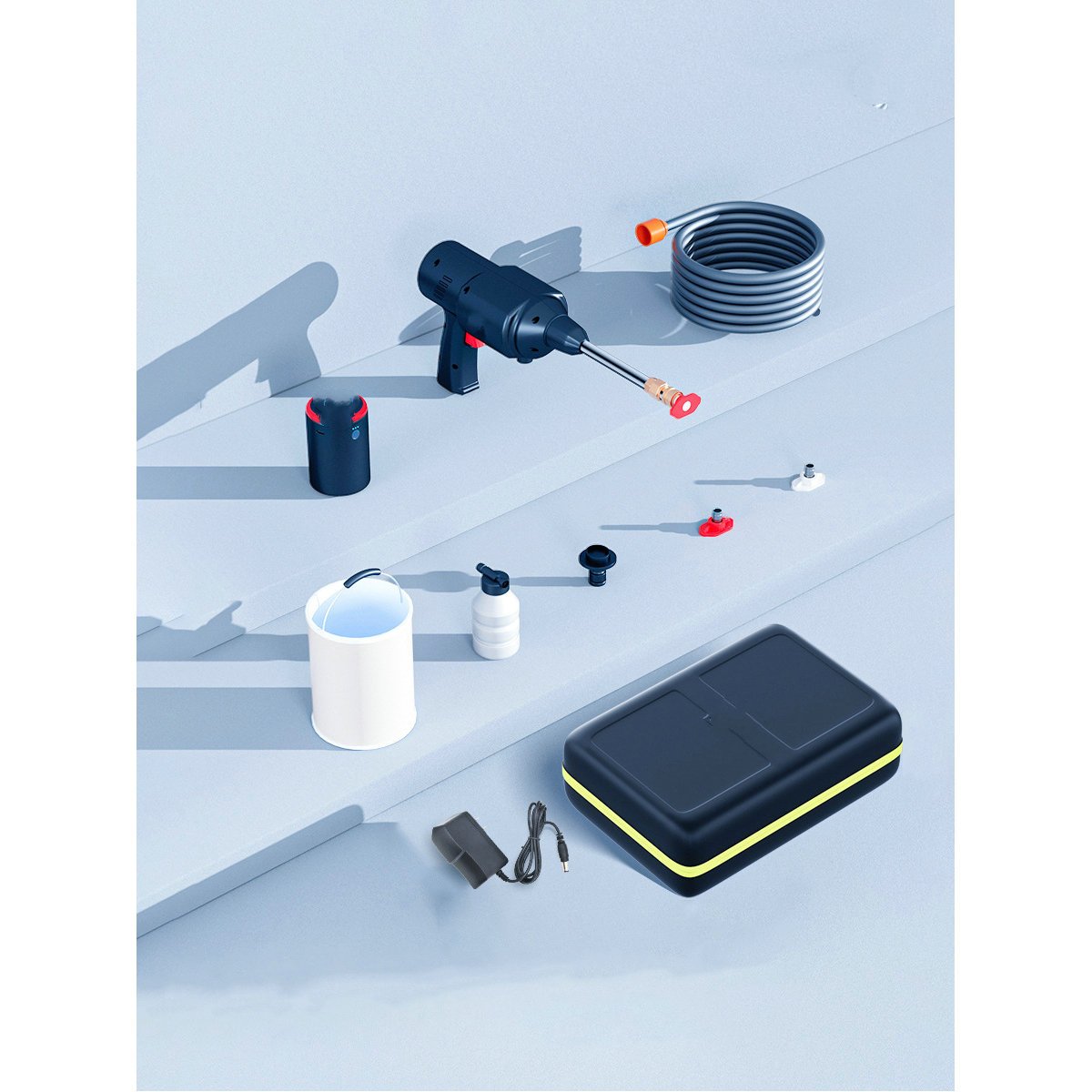 BAYU Portable Pressure Washer | 130W 200PSI | 40-Min Runtime | Complete Kit