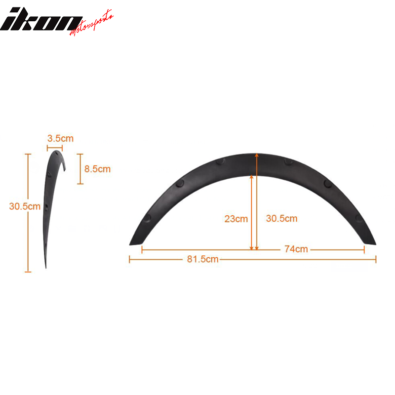 Universal Matte Black 2PCS 50mm Thickness Fender Flares Wheel Cover PU