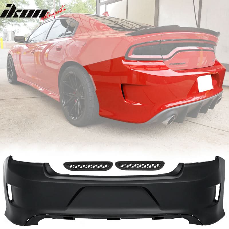 2015-2023 Dodge Charger Black Rear Bumper Diffuser Red Brake Light PP
