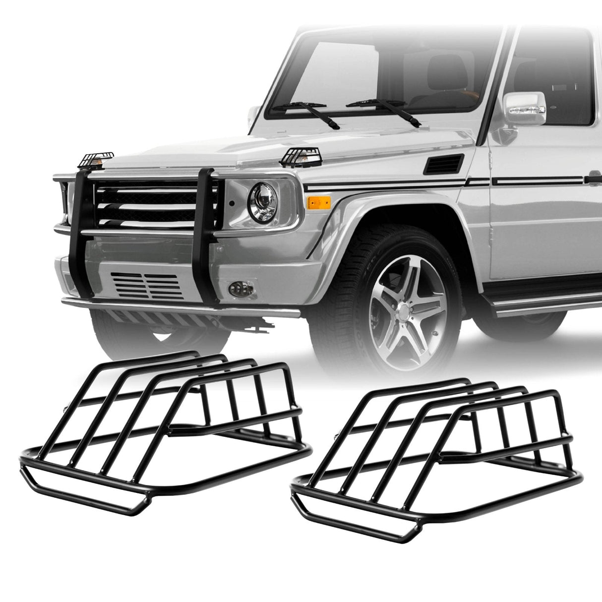 1986-2018 Mercedes G-Class Black Metal Turn Signal Guards