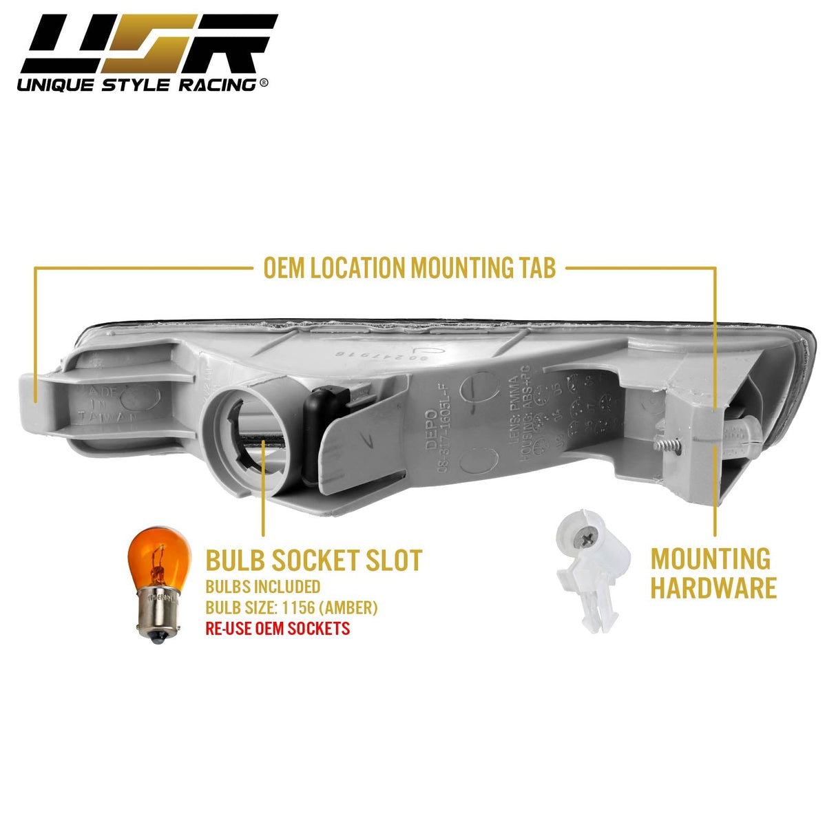 1994-1995 Honda Accord Depo Style Amber Bumper Lights