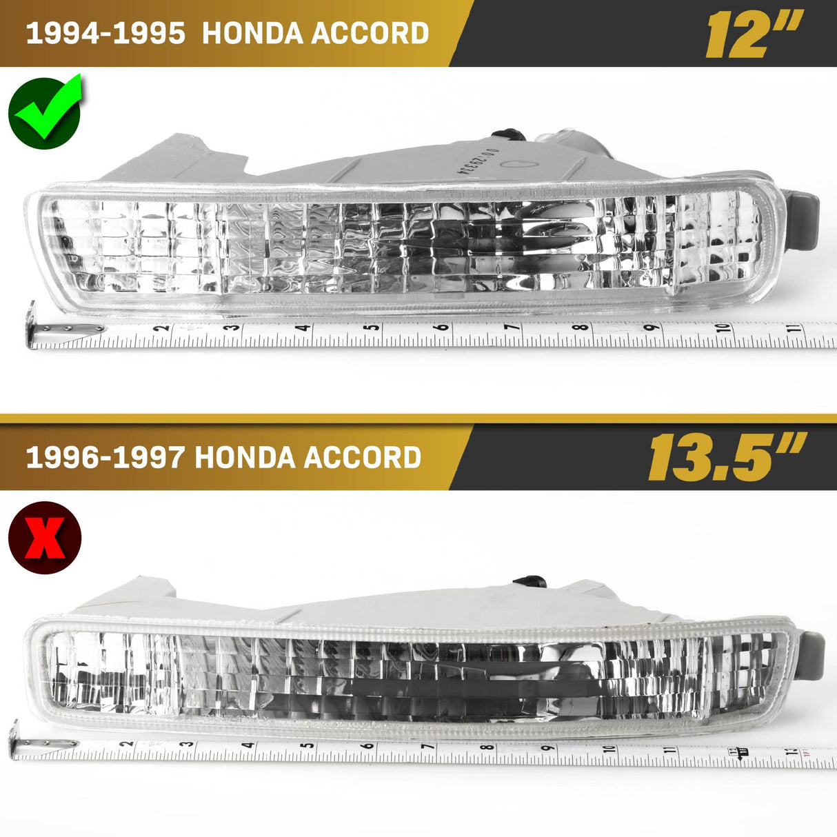 1994-1995 Honda Accord Depo Style Amber Bumper Lights