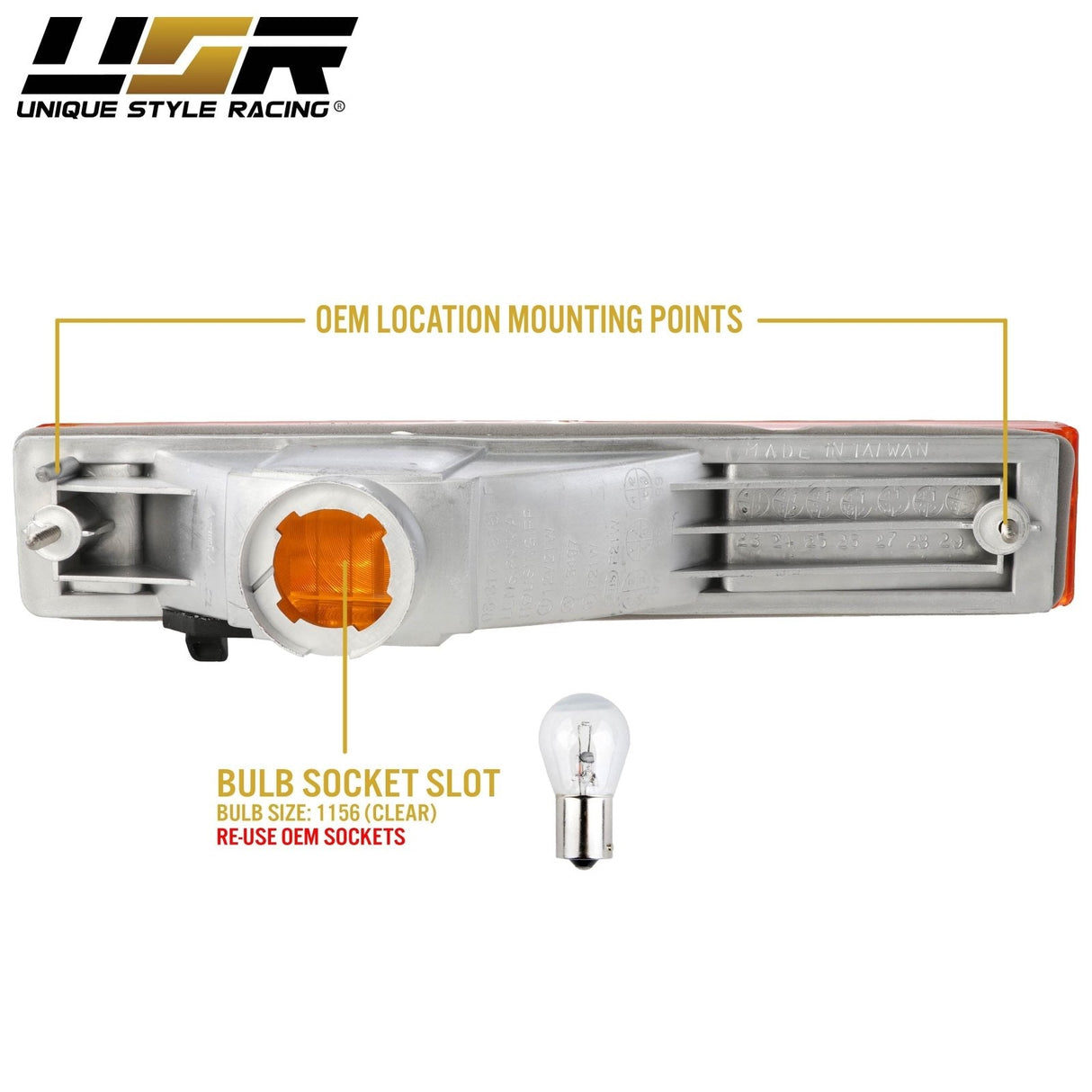 1990-1991 Honda Civic 3d/4d Amber Bumper Lights