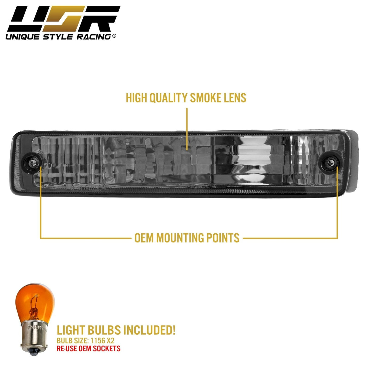 1990-1991 Honda Crx Depo Crystal 脢Amber Bumper Lights