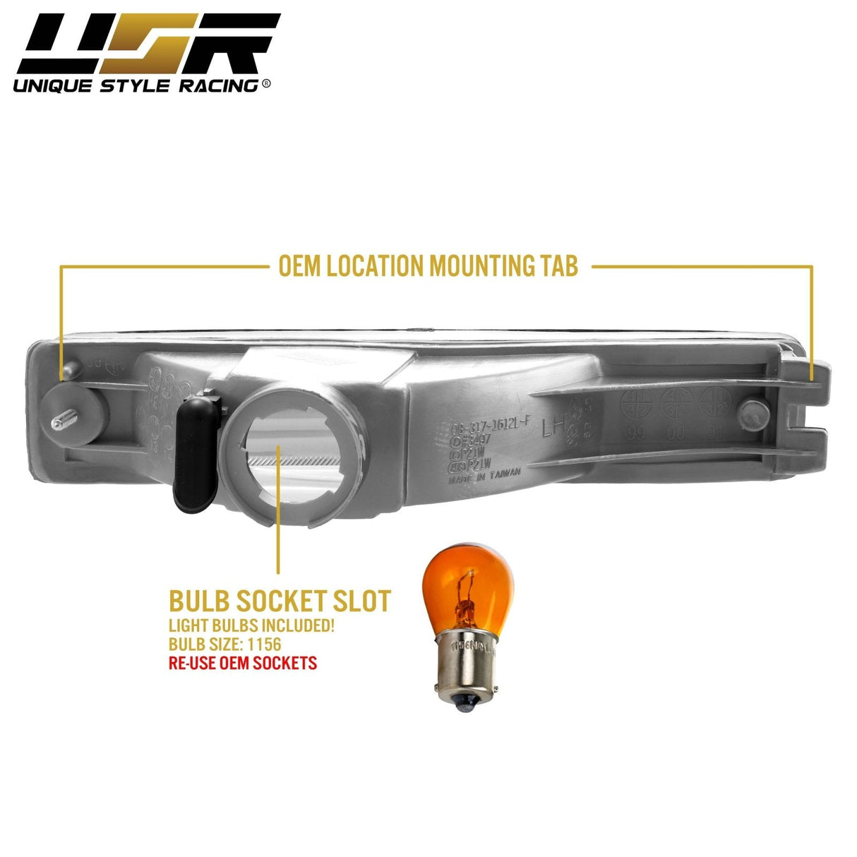 1990-1991 Honda Crx Depo Crystal 脢Amber Bumper Lights