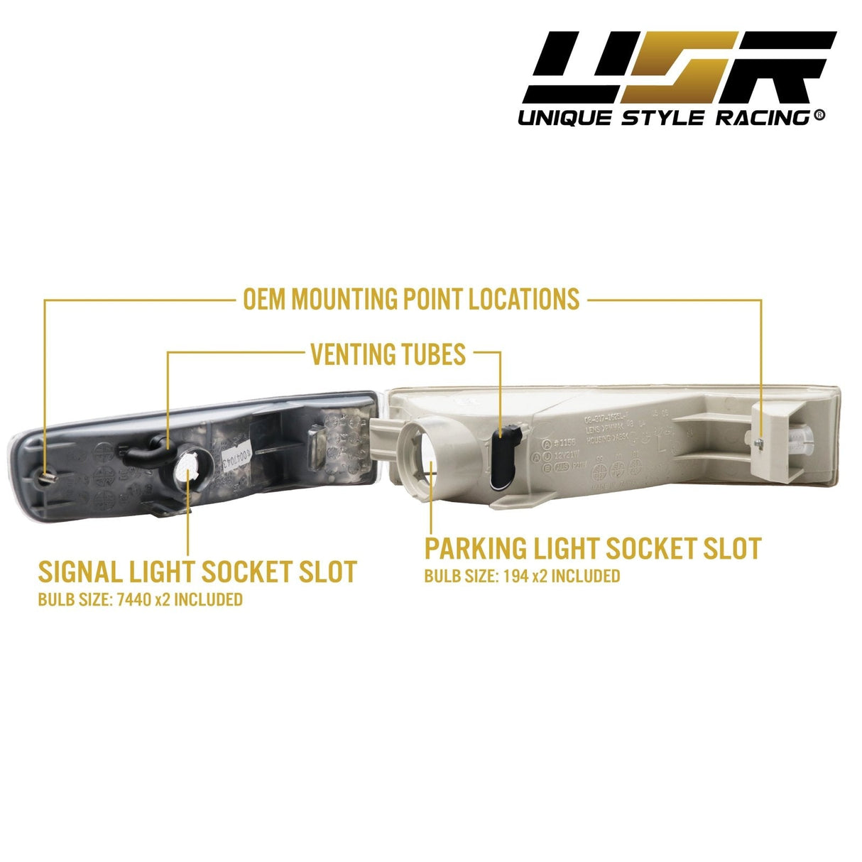 1992-1996 Honda Prelude Depo Smoke Bumper Lights