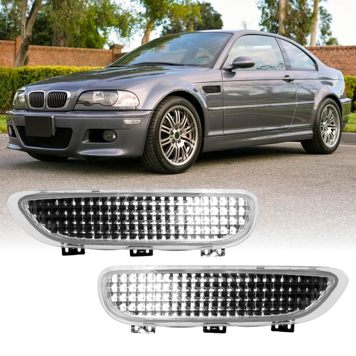 1999-2003 BMW E46 Crystal Smoke Front Bumper Reflector