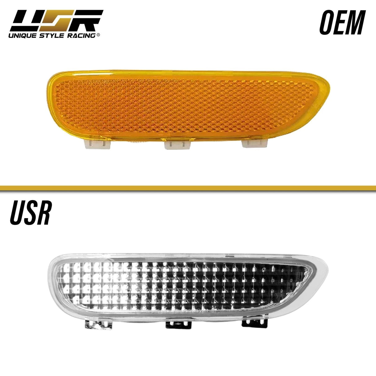 1999-2003 BMW E46 Crystal Smoke Front Bumper Reflector