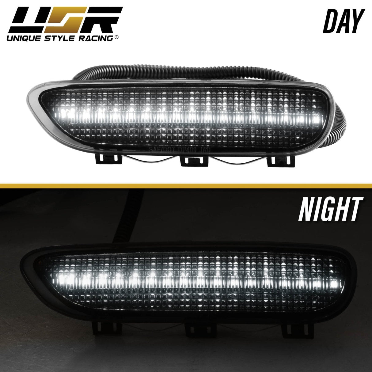 2000-2003 BMW E46 2D/Cabrio Smoke Front White LED Bumper Reflector