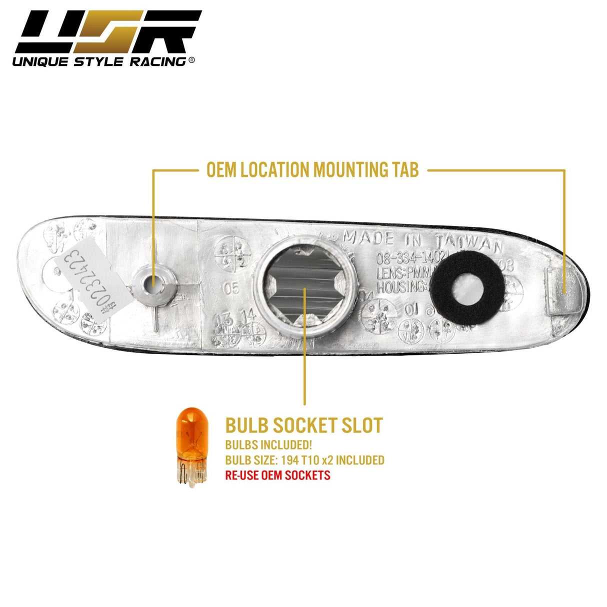 2000-05 Dodge Neon Crystal Smoke Front Bumper Side Marker Lights