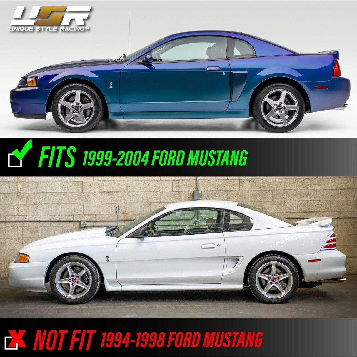 1999-2004 Ford Mustang Crystal Smoke Rear Bumper Side Marker Lights
