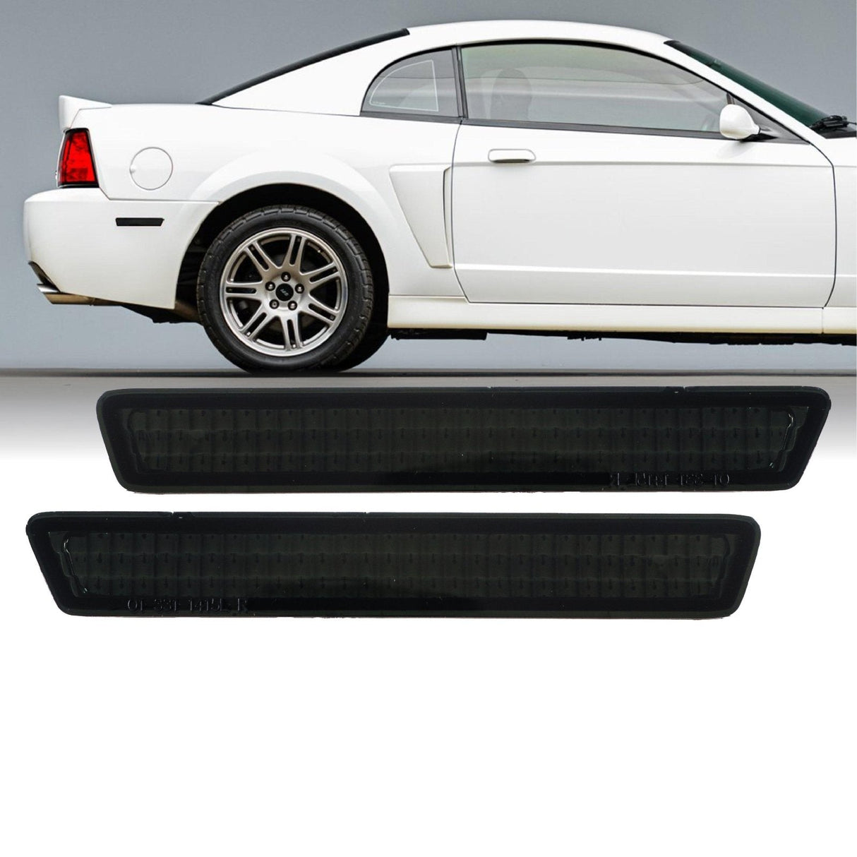 1999-2004 Ford Mustang Crystal Smoke Rear Bumper Side Marker Lights