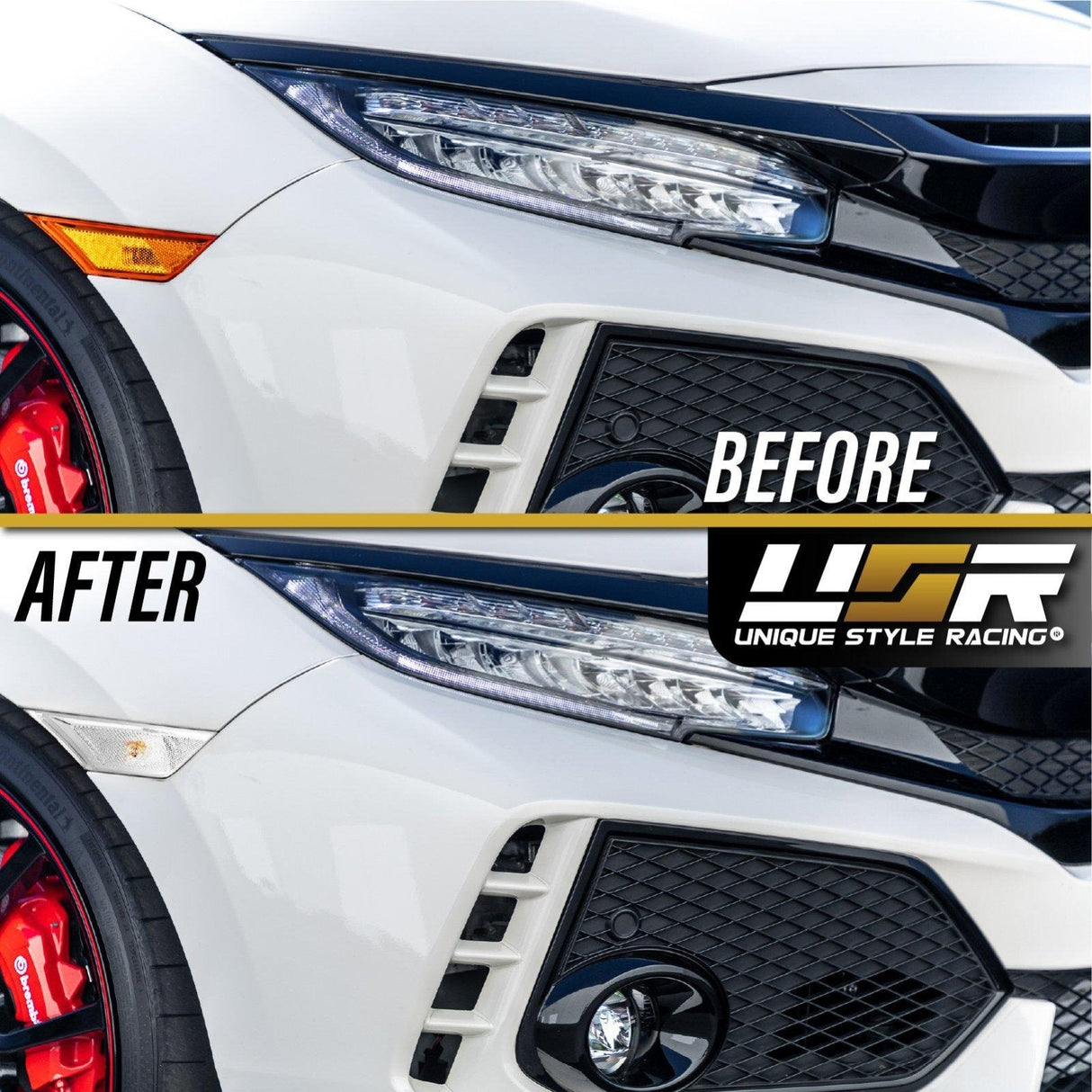 2016-2021 Honda Civic Smoke Front Bumper Side Marker Lights