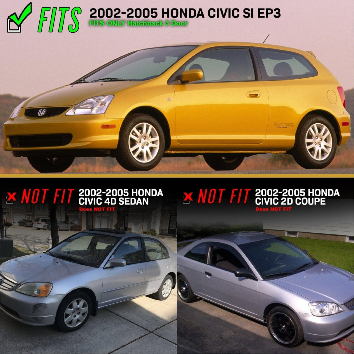 2002-2005 Honda Civic Si EP3 Crystal Smoke Front Bumper Side Marker