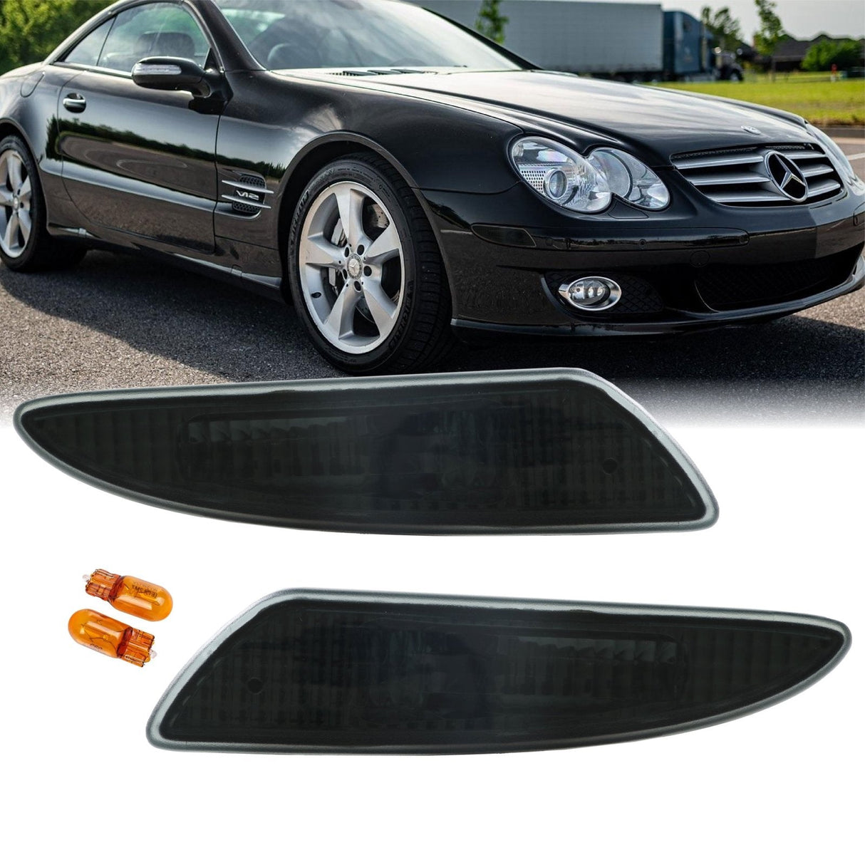 2007-2008 Mercedes R230 SL-Class Crystal Smoke Front Bumper Light