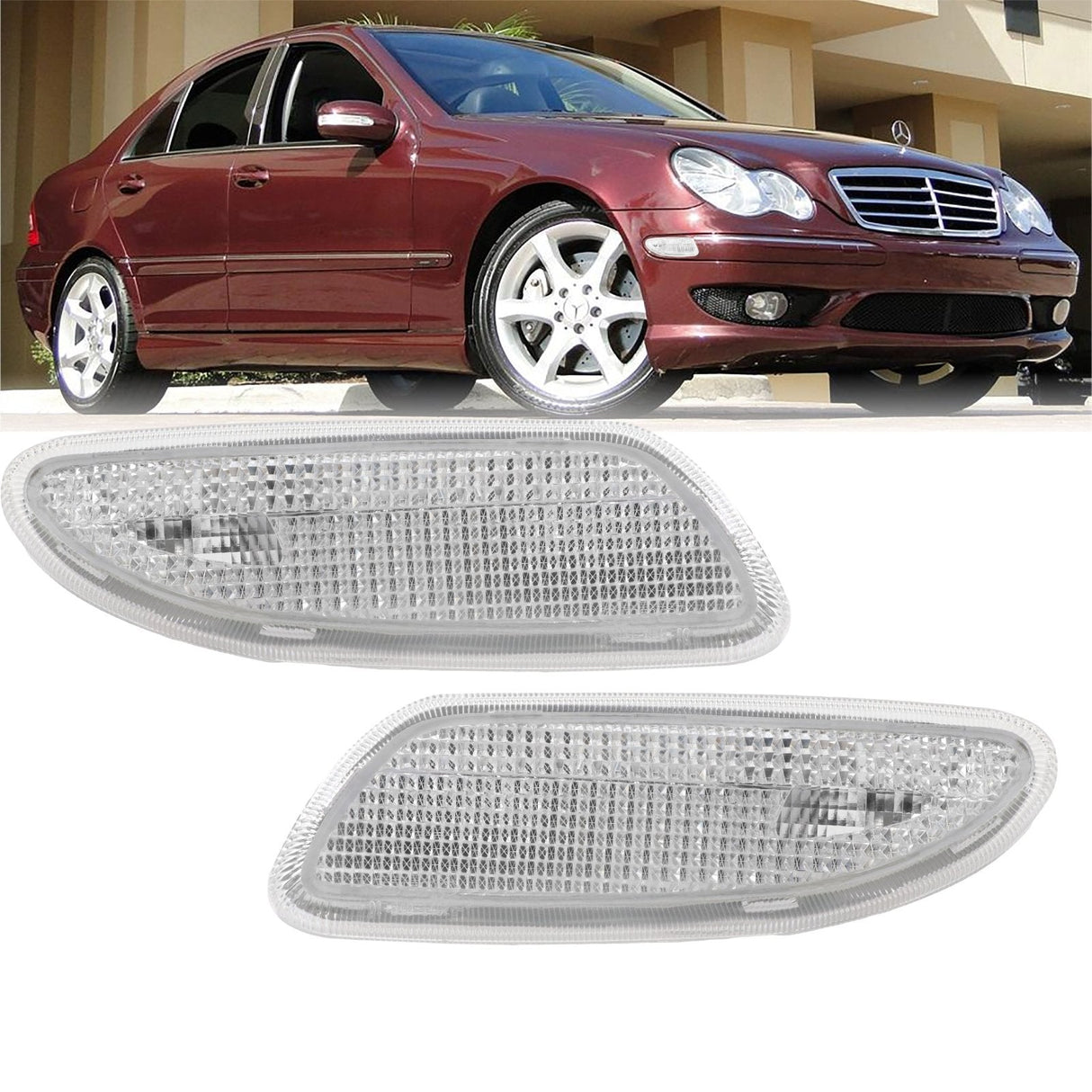 2001-2007 Mercedes W203 C-Class Clear Bumper Lights