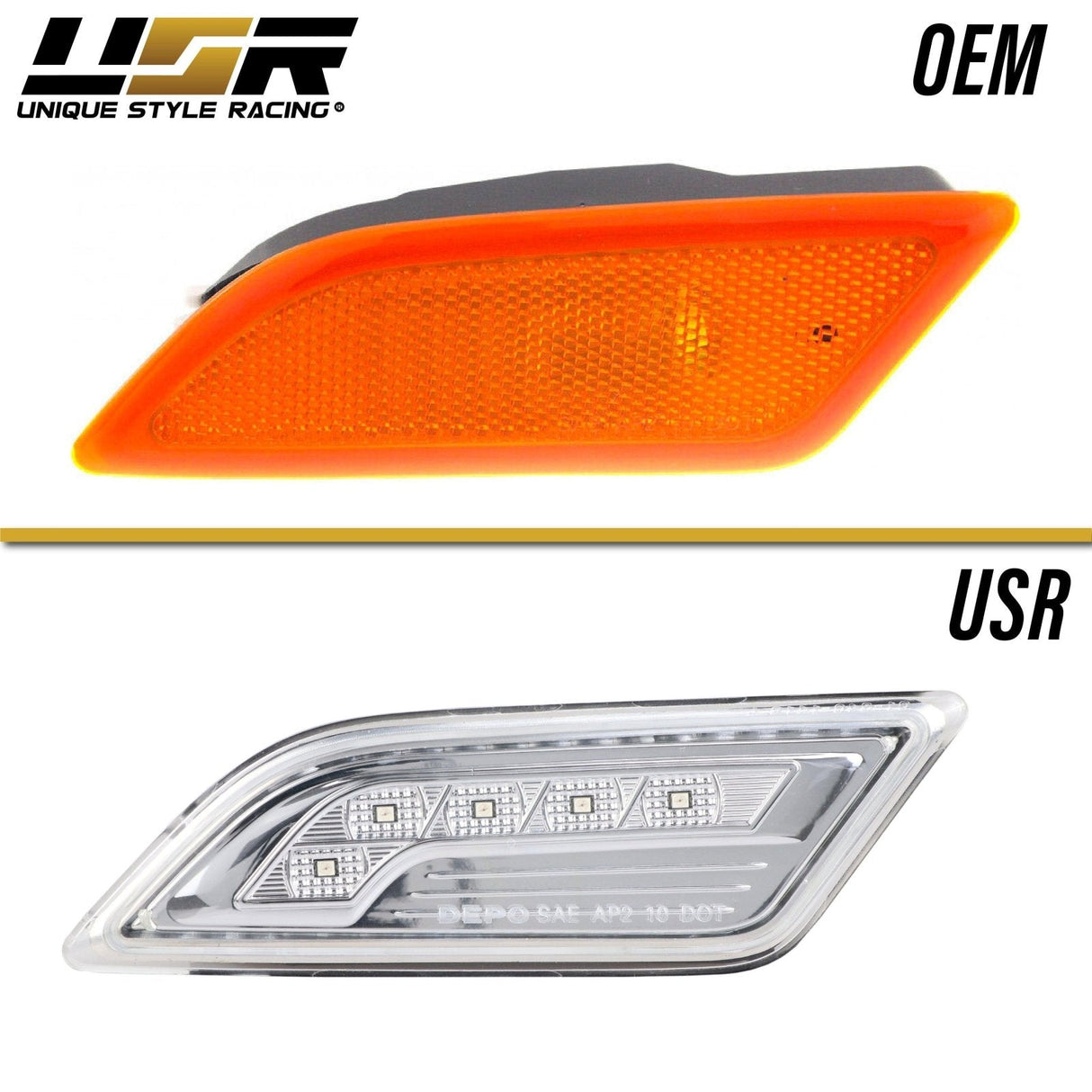 2012-2014 Mercedes W204 Smoke White Led Bumper Side Marker Lights