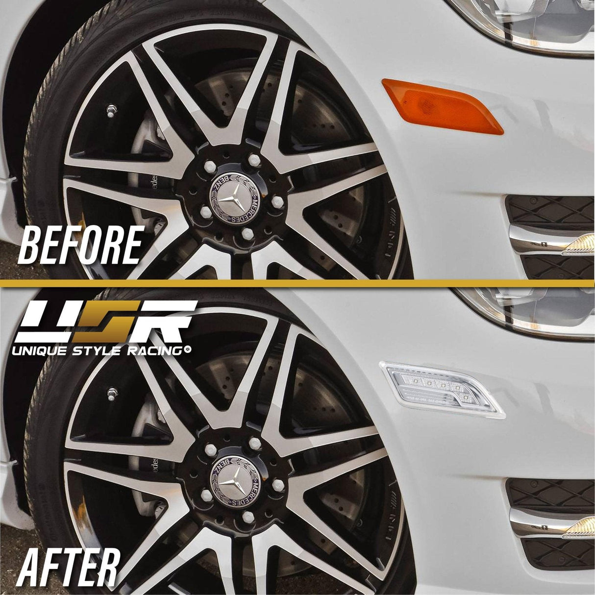 2012-2014 Mercedes W204 Smoke White Led Bumper Side Marker Lights